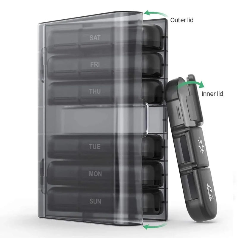 Pill Box 7 Days Weekly 21 Grids 3 Times One Day Pill Case Organizer Portable Large Storage Container Tablet Vitamin Fish Oils