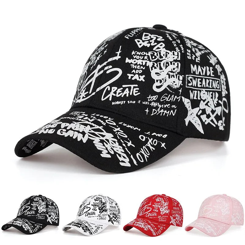 Unisex Letter Geometry Printing Snapback Baseball Caps Spring and Autumn Outdoor Adjustable Casual Hats Sunscreen Hat