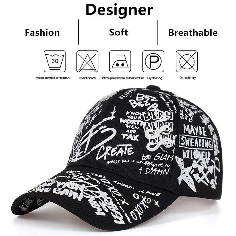 Unisex Letter Geometry Printing Snapback Baseball Caps Spring and Autumn Outdoor Adjustable Casual Hats Sunscreen Hat