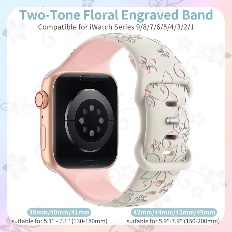 Engraved Strap For Apple Watch Band 40mm 44mm 41mm 49mm 45mm 38mm 42mm silicone bracelet For iwatch series 9 7 se 6 5 4 8 ultra