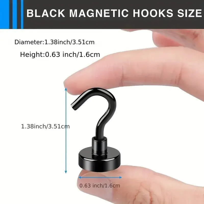 6Pcs Strong Magnetic Hooks Punch-Free Wall Magnet Hook for Keys Coat Hanging Hanger Kitchen Fridge Bathroom Office Organizer