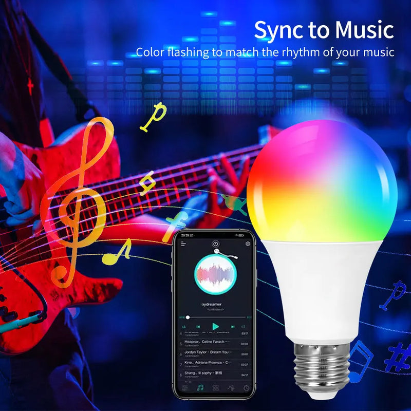 220V Tuya Smart Led Light Bulb E27 9W Bluetooth RF Remote Group Control Smart Life RGB Spotlight Table Floor Lamp Chandelier