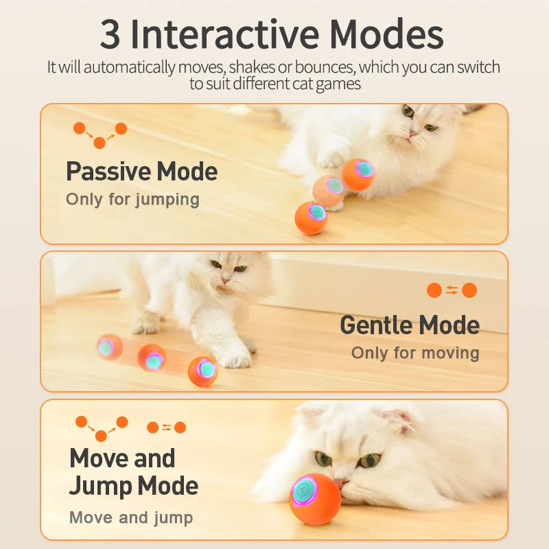 ROJECO Cat Toys Smart Interactive Cat Bouncing Ball Automatic Rolling Ball Training Self-moving Electric Toy Dog Pet Accessories