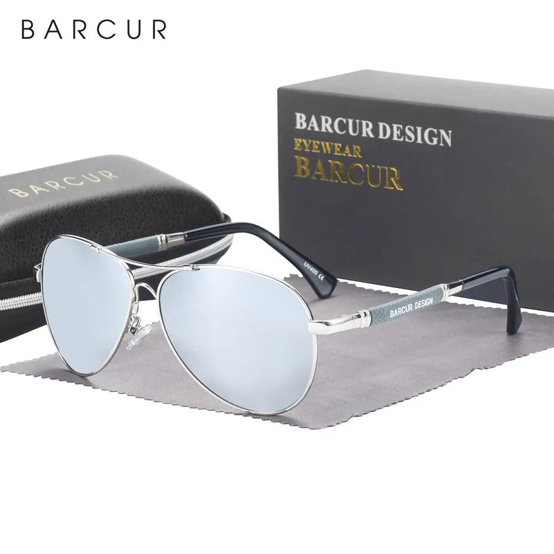 BARCUR Design Memery Frame Sunglasses Polarized For Men Sun Glasses Women Pilot Gradient Lens Eyewear Mirror Shades