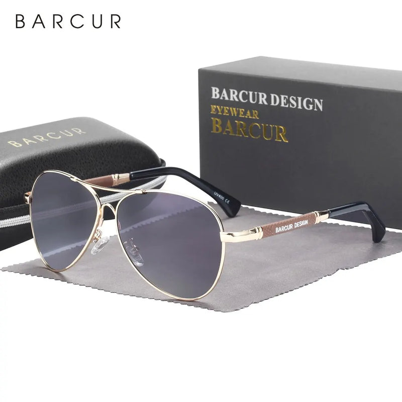 BARCUR Design Memery Frame Sunglasses Polarized For Men Sun Glasses Women Pilot Gradient Lens Eyewear Mirror Shades