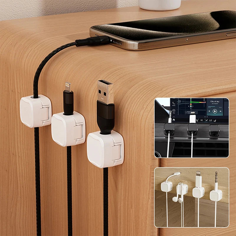 6PCS Magnetic Wire Organizer Desktop Cable Clip Protector Cord Magnet Cable Winder Row Plug Mouse USB Charging Line Holder Hook