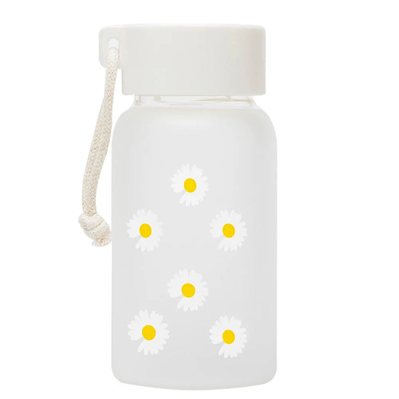 500ml Small Daisy Frosted Plastic Cup Creative Outdoor Water Cup Portable Transparent Travel Tea Cup Cute Water Bottle BPA Free