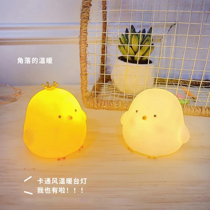 Cute Chicken Soft Lighting Small Night Light Bedside Lamp Decoration Bedroom Atmosphere Light Girl Children GIft