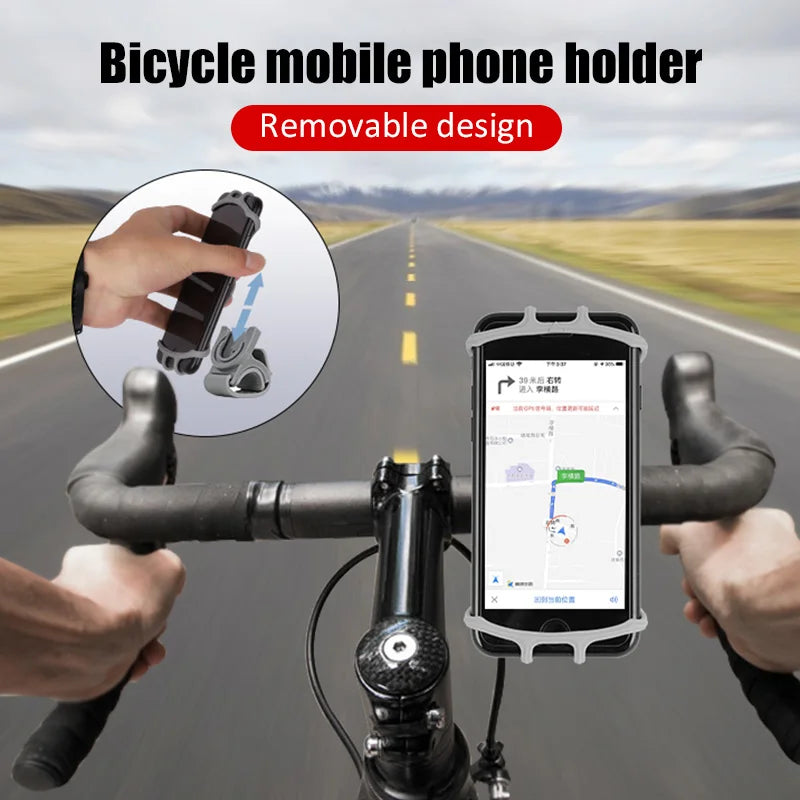 Universal Bicycle Mobile Phone Holder Rotating Silicone Bicycle Phone Holder Motorcycle Handlebar Holder For 4.0-6.0 Inch Phone