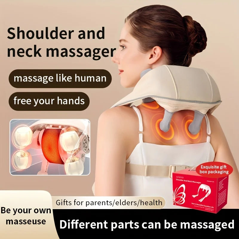 Electric Neck And Back Massager Wireless Neck And Shoulder Kneading Massage Pillow Trapezius Neck Cervical Back Massage Shawl