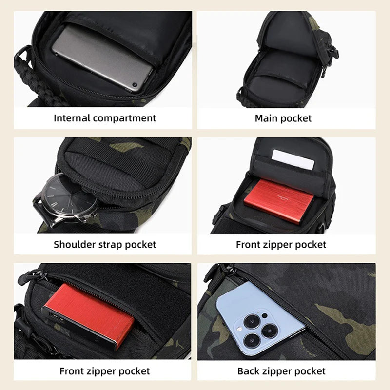 Men's Waist Bag Sports Shoulder Outdoor Fanny Pack Camping Hiking Fishing Climbing Backpack for Male Travel Sling Chest Bags