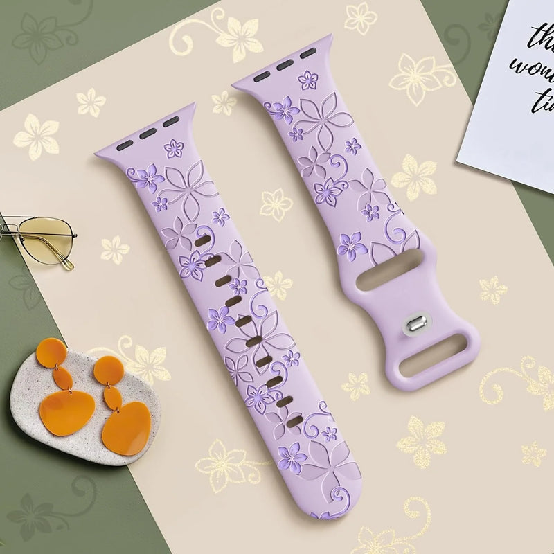 Engraved Strap For Apple Watch Band 40mm 44mm 41mm 49mm 45mm 38mm 42mm silicone bracelet For iwatch series 9 7 se 6 5 4 8 ultra