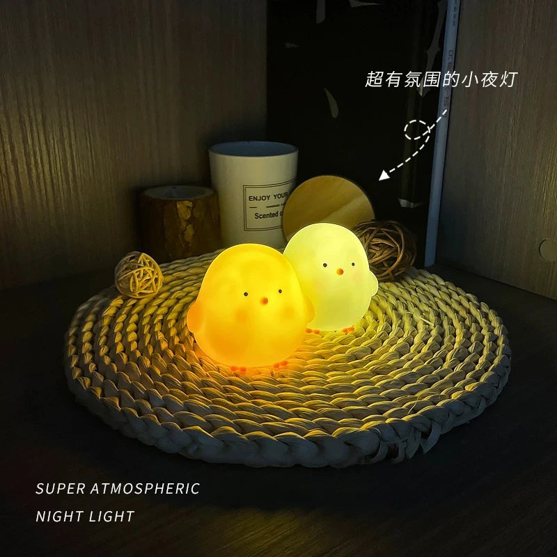 Cute Chicken Soft Lighting Small Night Light Bedside Lamp Decoration Bedroom Atmosphere Light Girl Children GIft