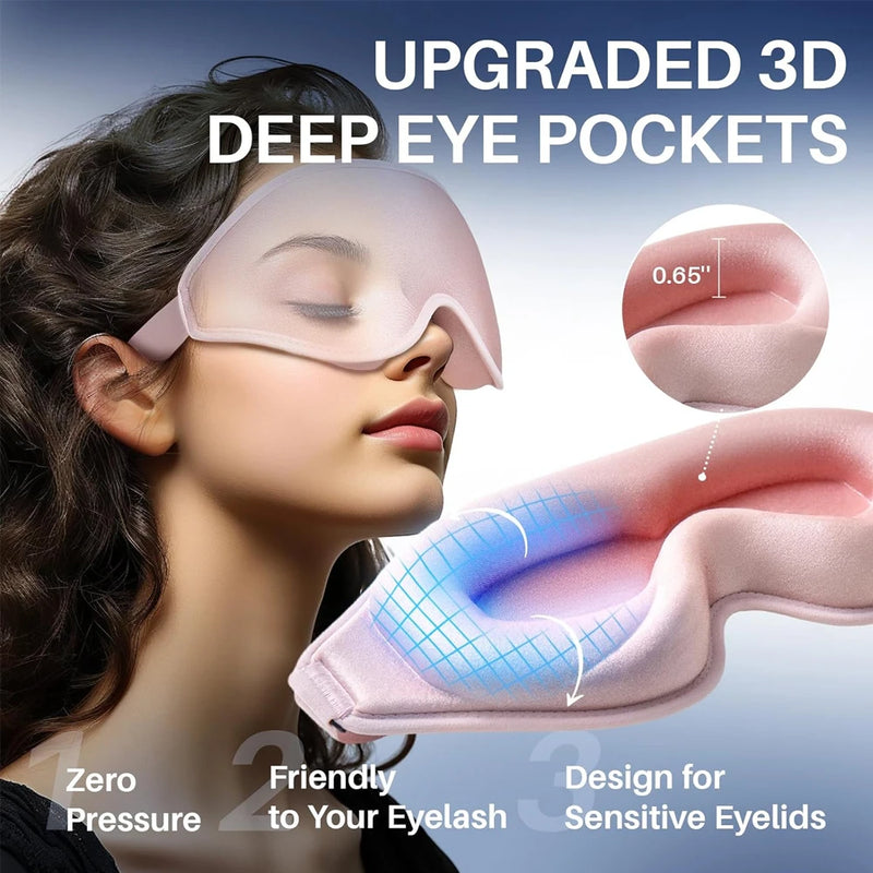 3D Sleep Eye Mask Zero Eye Pressure 3D Contoured Sleeping Mask Soft Comfort Eye Shade Cover 100% Block Out Light Slaapmasker