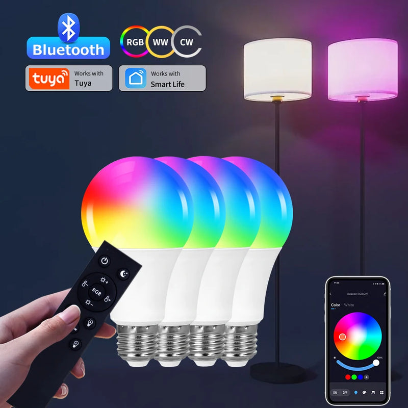 220V Tuya Smart Led Light Bulb E27 9W Bluetooth RF Remote Group Control Smart Life RGB Spotlight Table Floor Lamp Chandelier