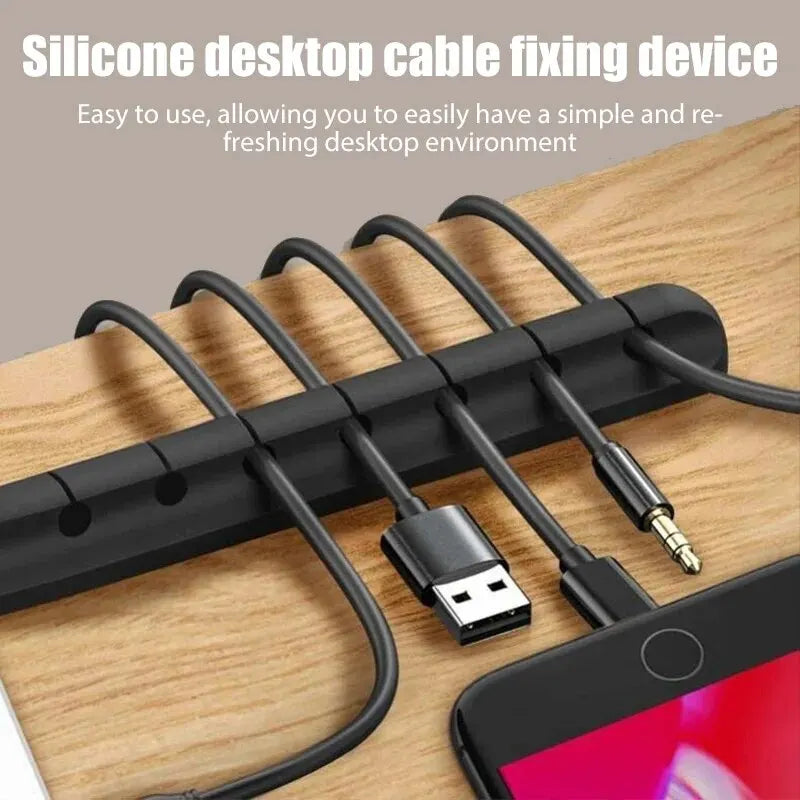 7Port Cable Organizer Management Wire Holder Flexible USB Cable Winder Tidy Silicone Clips For Mouse Keyboard Earphone Protector