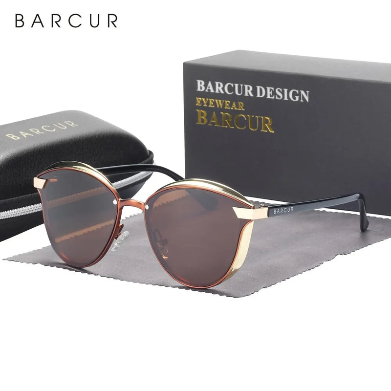 BARCUR Style Polarized Sunglasses For Women Catmore Round Sun Glass Ladies Woman Eyewear Accessory UVAB Protection