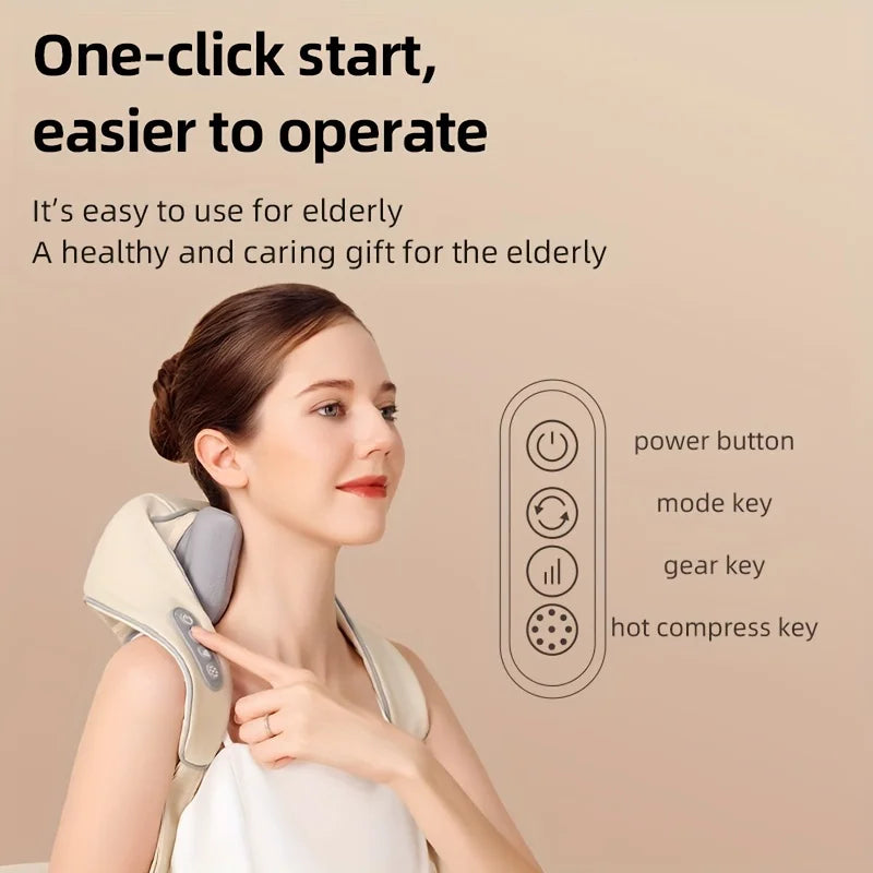 Electric Neck And Back Massager Wireless Neck And Shoulder Kneading Massage Pillow Trapezius Neck Cervical Back Massage Shawl