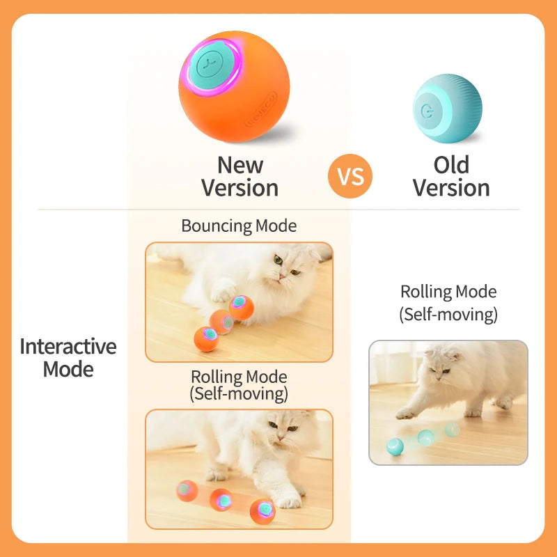 ROJECO Cat Toys Smart Interactive Cat Bouncing Ball Automatic Rolling Ball Training Self-moving Electric Toy Dog Pet Accessories