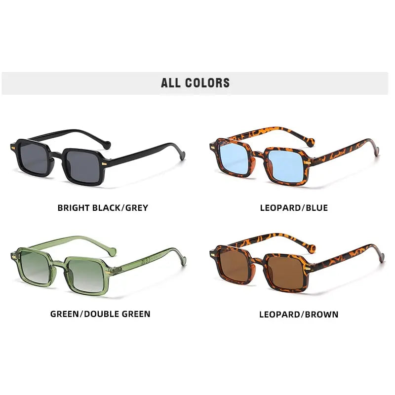 Fashion Square Sunglasses Women Retro Rivets Decoration Gradient Shades UV400 Men Leopard Blue Sun Glasses