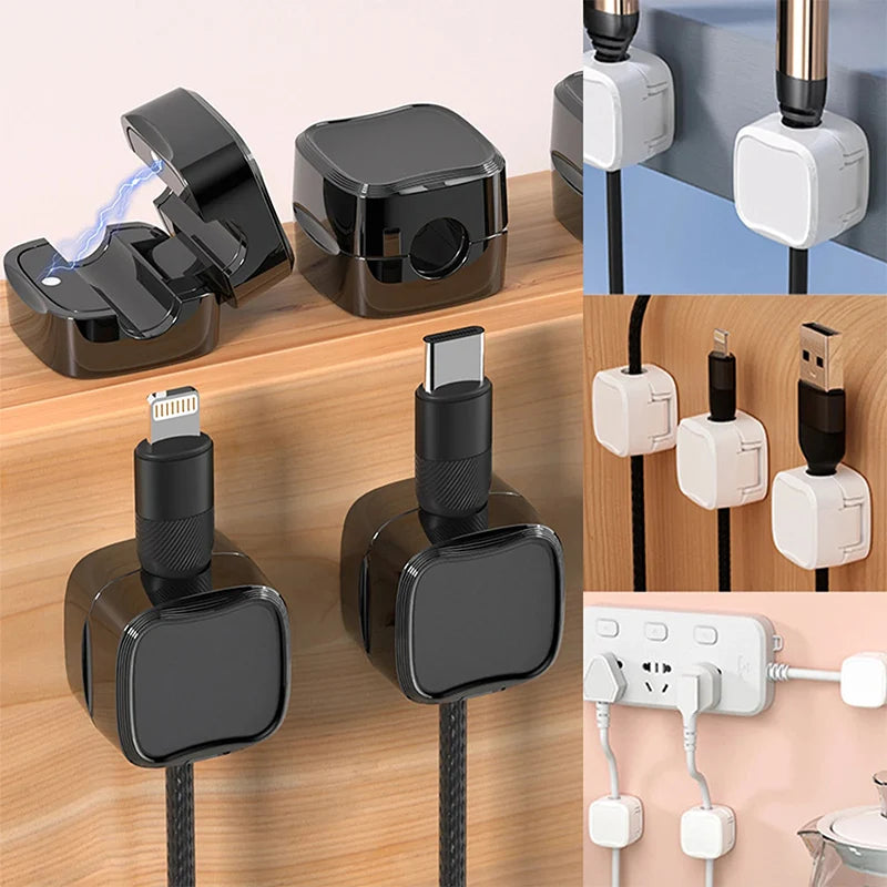 6PCS Magnetic Wire Organizer Desktop Cable Clip Protector Cord Magnet Cable Winder Row Plug Mouse USB Charging Line Holder Hook