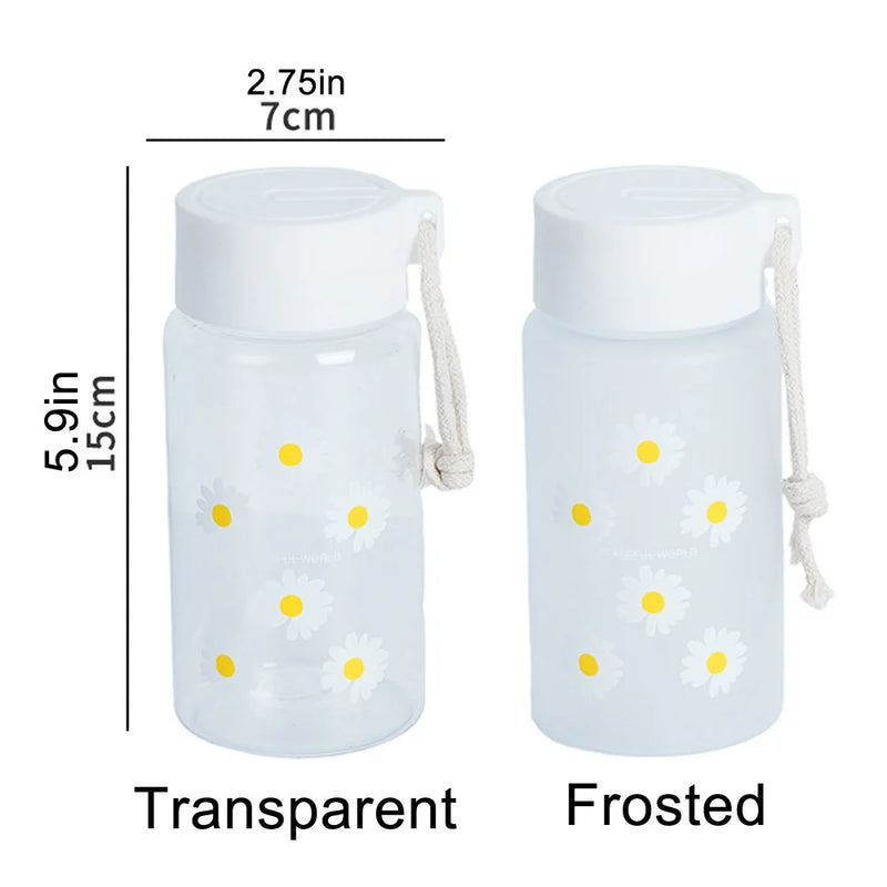 500ml Small Daisy Frosted Plastic Cup Creative Outdoor Water Cup Portable Transparent Travel Tea Cup Cute Water Bottle BPA Free